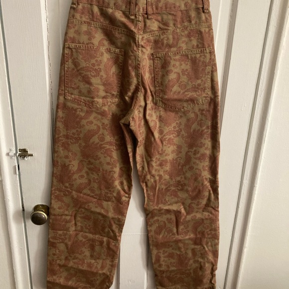 Zara Wide Leg High Waist Paisley Jeans Brown/Red, Size M - Picture 7 of 7